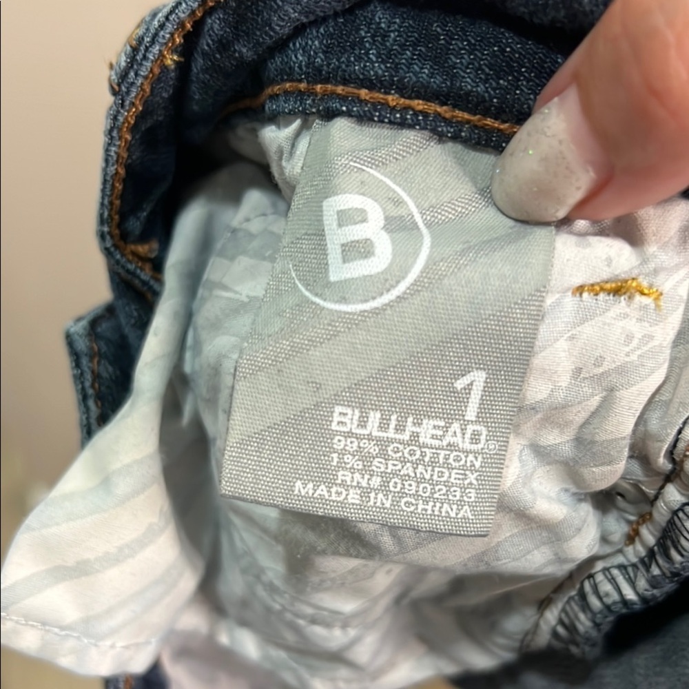 Bullhead Dark Blue Distressed Denim Jean Shorts - Picture 5 of 10